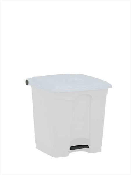 Poubelle plastique avec pédale 400x400x430 mm, 30 L, blanc