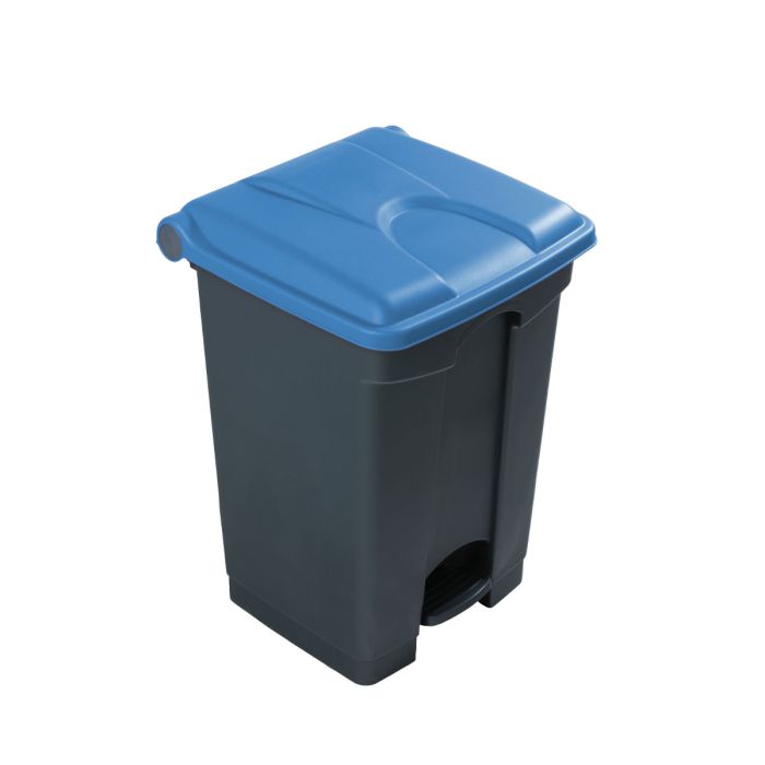 Poubelle à pédale cuisine professionnelle GRISE 45L couvercle BLEU