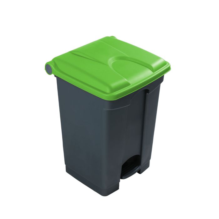 Poubelle à pédale cuisine professionnelle GRISE 45L couvercle VERT