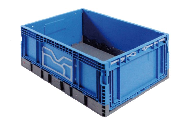 Bac plastique pliable industriel 55L, 60x40x29 BLEU