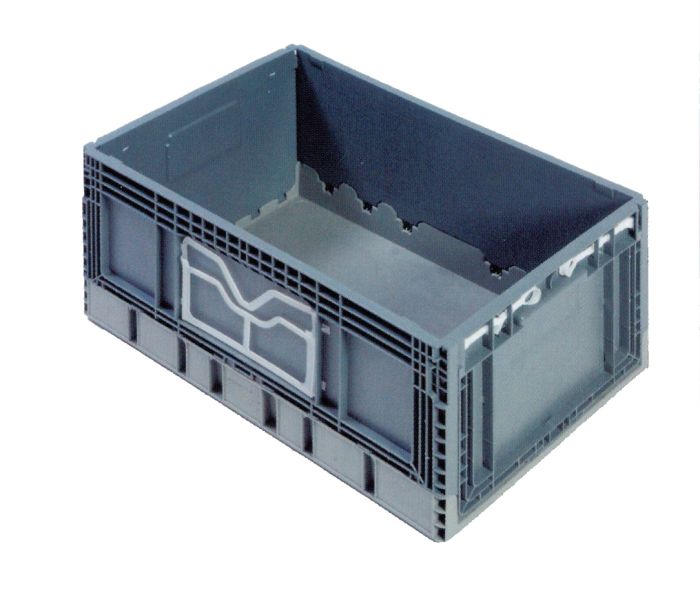 Bac plastique pliable industriel 55L, 60x40x29 GRIS