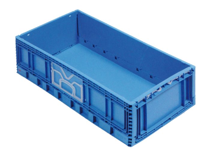 Bac plastique pliable industriel long 59L, 80x40x23 BLEU