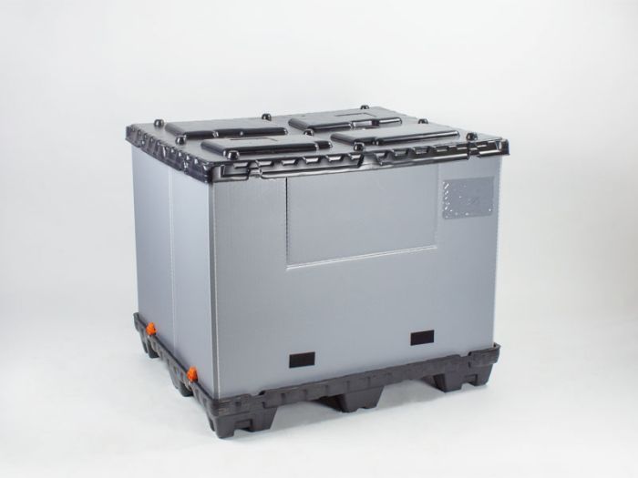 Caisse palette plastique pliable avec couvercle 1200x1000x1000 mm