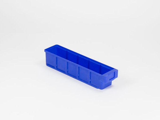 Bac tiroir plastique gerbable  400x93x83 mm maxi 4 cloisons blue