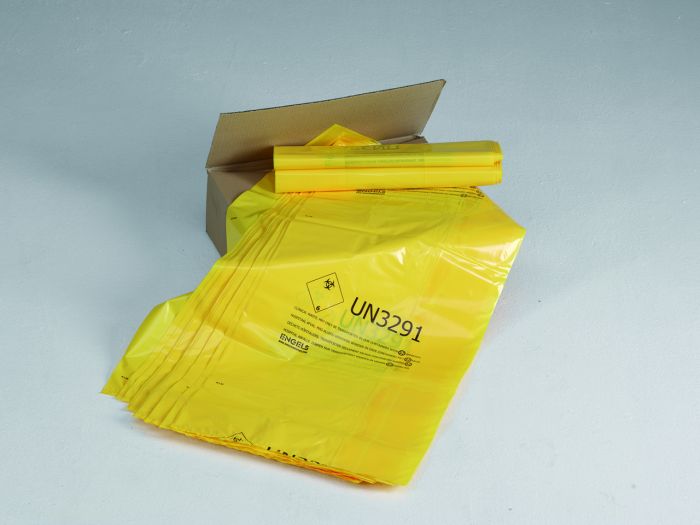 Sacs plastiques jaune de 60 litres pour déchets médicaux / UN3291