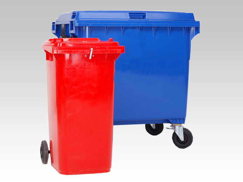 EUROKRAFT Conteneur à déchets avec couvercle en plastique contenance 120 L Conteneur à ordures Conteneur à déchet Poubelle Poubelle à déchets Poubelle extérieure Poubelle 120 litres 
