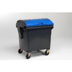 Conteneur poubelle avec couvercle dans couvercle 1100 litres clapet BLEU
